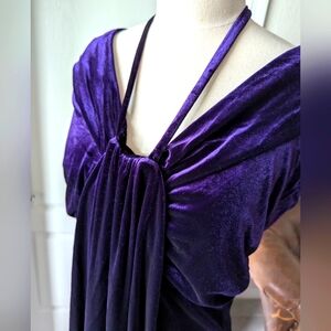 Purple Velvet Evening Grecian Maxi